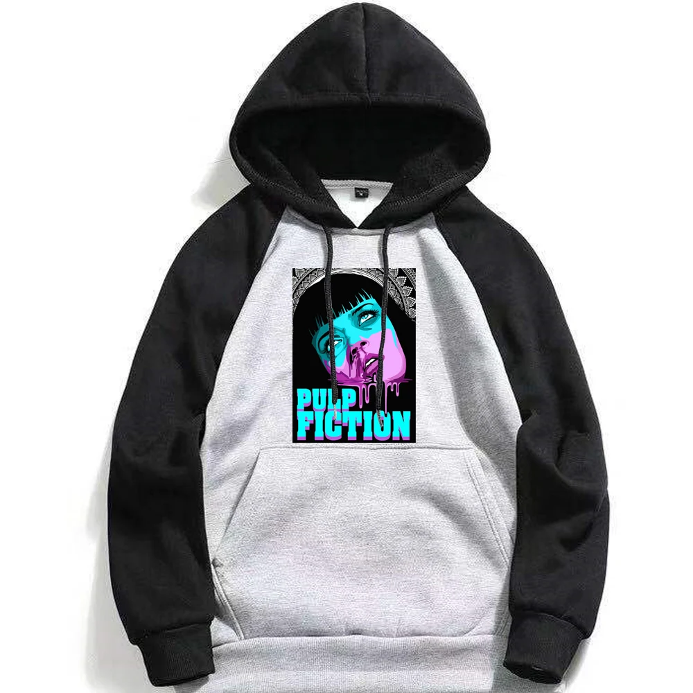 

2019 New Autumn Sudadera Pulp Fiction Hoodie Men's Hoody Sweatshirt Loose Casual Fitness Raglan Hoodies Motion Harajuku Coats