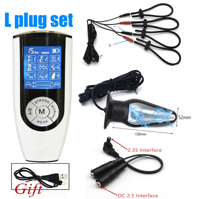 Electro Sex Toys Electric Sex Toys Electrostimulator for Men Electric Shock Anal Butt Plug Stimulation Cock Penis Ring