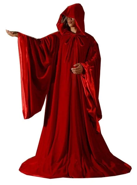 Velvet Wizard Cloak Hooded//Cape Men Halloween With Sleeves Robe Various colours