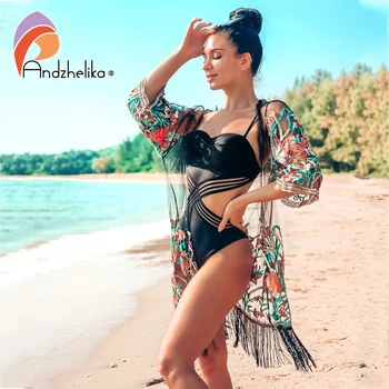 

Andzhelika 2019 New Bikini Cover Ups Women Sexy Dress Floral Mesh Crochet Beachwear Summer Swimwear Bathing Swimsuit Cover Up