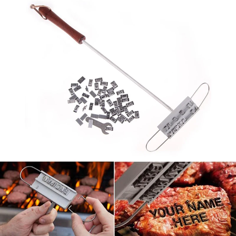 BBQ Meat Branding Iron with Changeable Letters for Branding Steaks Burgers 1Pcs