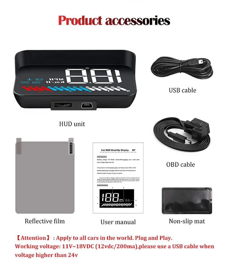 ο HUD OBD2 GPS ڵ  ִ ÷ RPM  ˶ º ǻ   Ƿ   