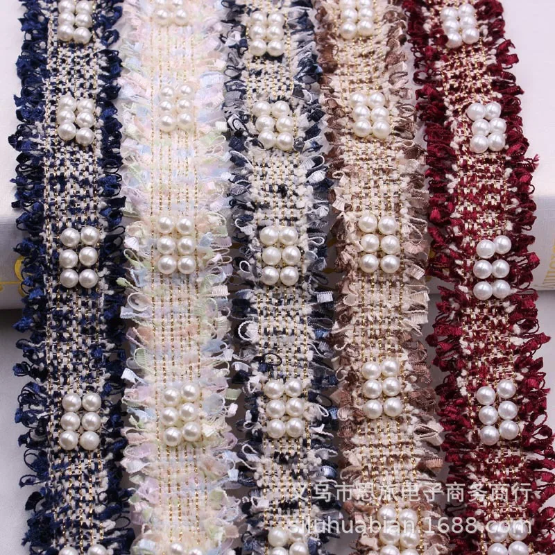

10 yards 6 beads Glitter Gold Wire Woven Lace Ribbon DIY Craft Gift Packaging Clothing Sewing Trim Polyester Ribbons