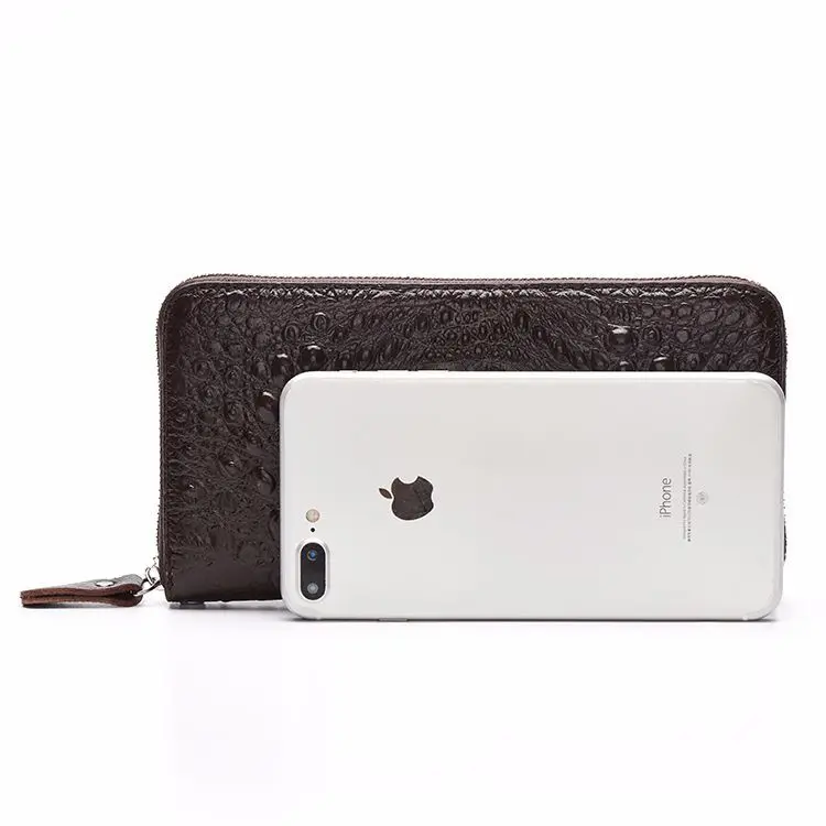 

Crocodile Pattern Genuine Leather Men's Handbag Wallet 2019 New Style Business Casual Long Leather Handbag