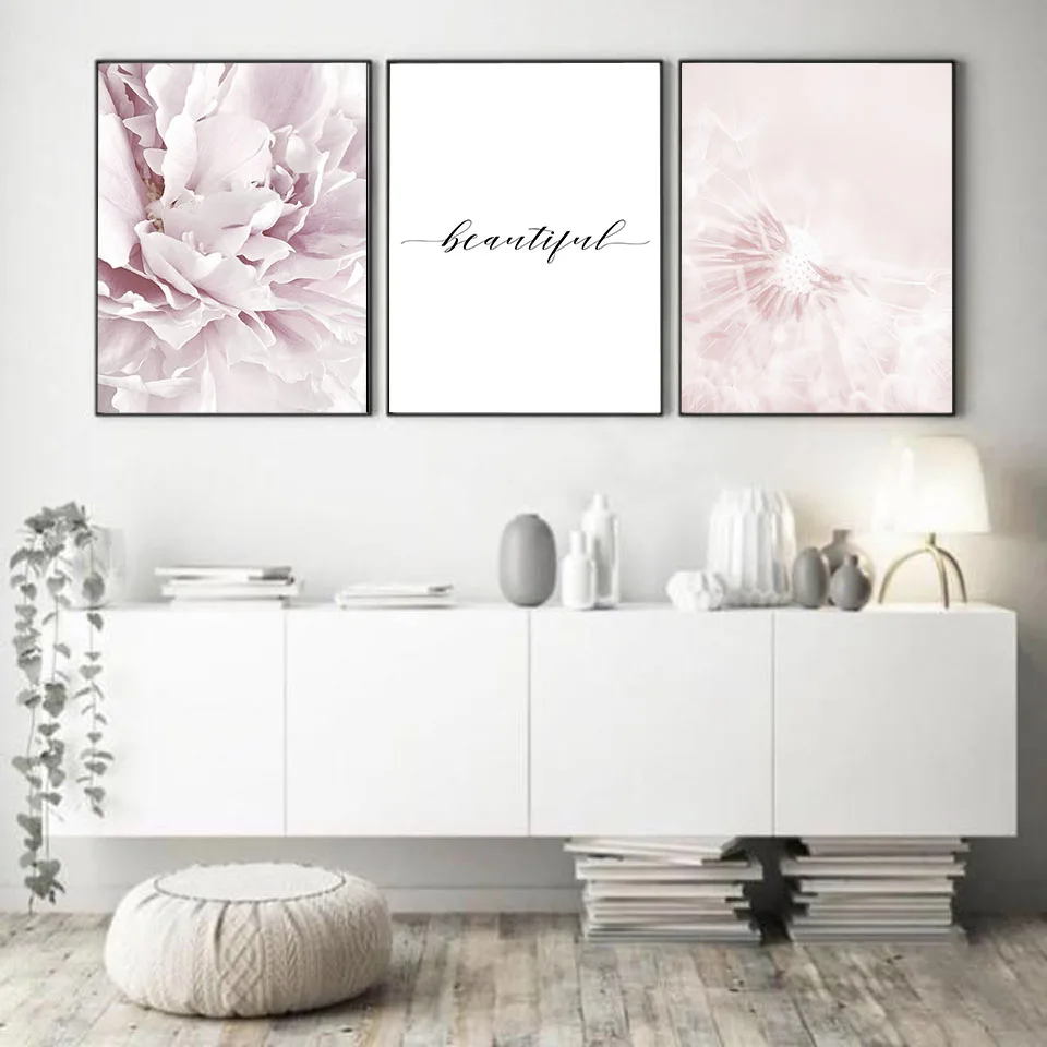 

Posters And Prints Wall Art Canvas Painting Dandelion Peony Beautiful Pink Nordic Poster Wall Picture For Living Room Home Decor