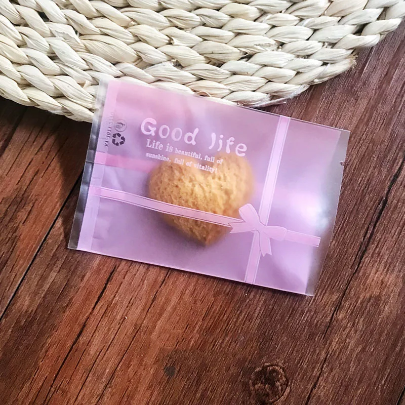 100 Pz/Lotto Romantico Fiocco Rosa Smerigliato Fiocco Di Neve Fatto In Casa Sigillo Regalo Croccante Good Life Bakery Candy Snack Food Packaging Goodi