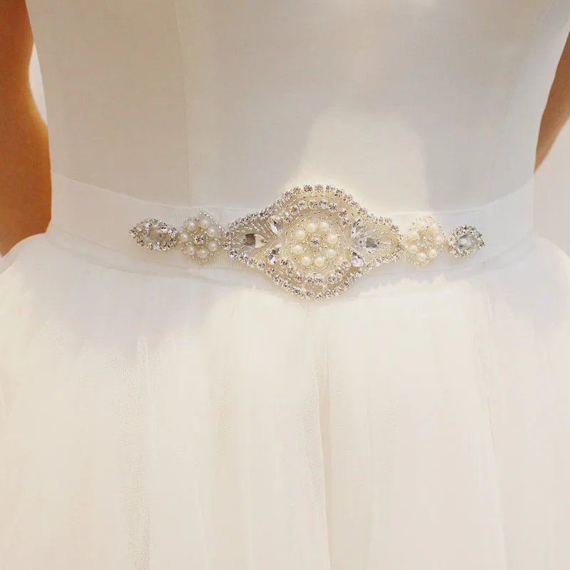 Свадебные аксессуары SLBRIDAL свадебный пояс с кристаллами атласный разразы для