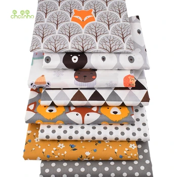 Chainho,8pcs/Lot,Jungle Animals Series,Printed Twill Cotton Fabric,Patchwork Cloth,DIY Sewing Quilting Material For Baby&Child 5