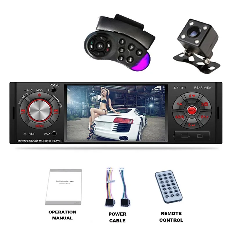 with cam and remote 4''1 Din автомагнитола сенсорный экран TF AUX MP5 плеер FM BT стерео 2USB RDS AM+ SWC - Цвет: with cam and remote