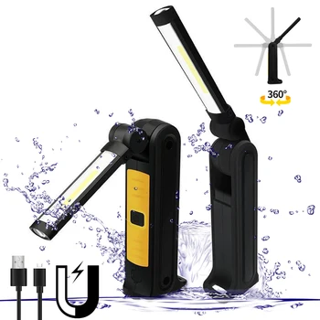 

USB Rechargeable LED Work Light 4 Modes Tail Magnet Design COB Flashlight Waterproof Hanging Inspection Lamp Maintenance Lamp