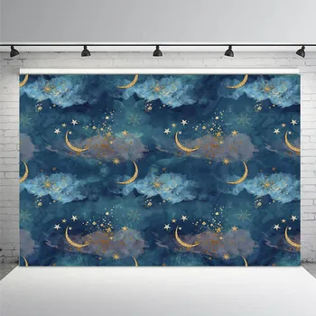 

Gold Moon Stars Flash Newborn Backdrop for Photography Baby Shower Birthday Party Photo Background for Children Backdrops Studio