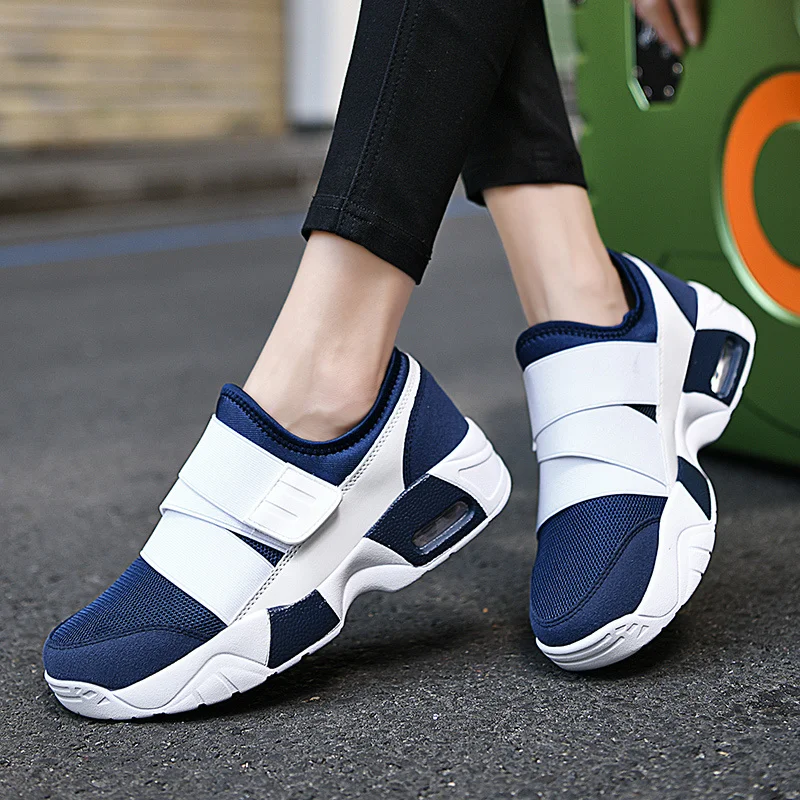 Women Tennis Shoes Breathable Hook Loop Sneakers Air Cushion Shoe Non-slip Female Height Increase Footwear Outdoor Walk Gym Shoe women sports shoes
