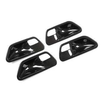 

Cover Door Handle Bowl Sticker Car 4Pcs Interior Inner Carbon Fiber Black