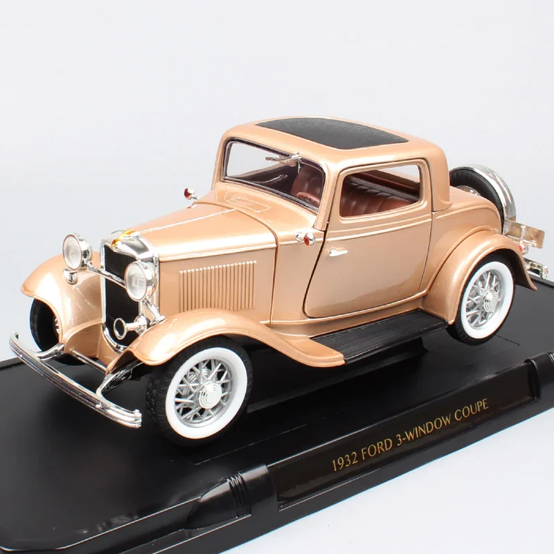 Детская Классика 1/18 Ретро 1932 модель ford B 3-Window Coupe Deuce Gold car scale Diecasts& Toy Vehicles авто металлический сувенир