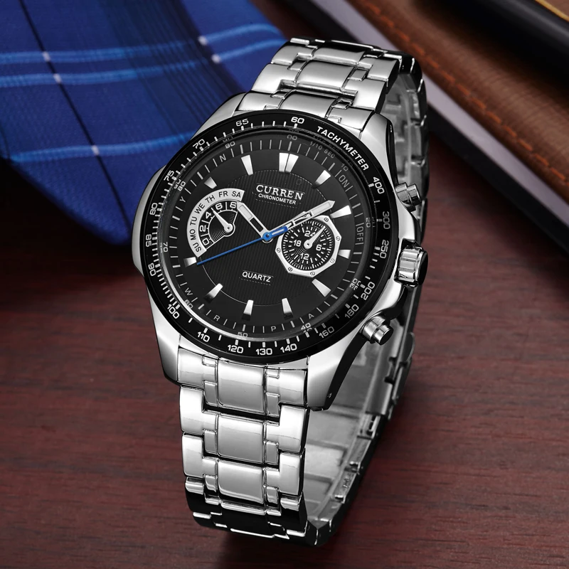 Curren-reloj deportivo para hombre, cronógrafo de cuarzo, de pulsera, informal, resistente al agua, Masculino