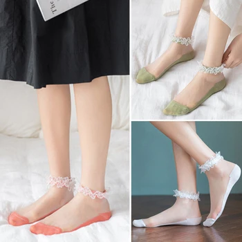 

Hot sale Fashion Women Girls Summer Socks Leisure Fashionable Comfortable Chic Lace Antiskid Princess Invisible Ankle Socks#38