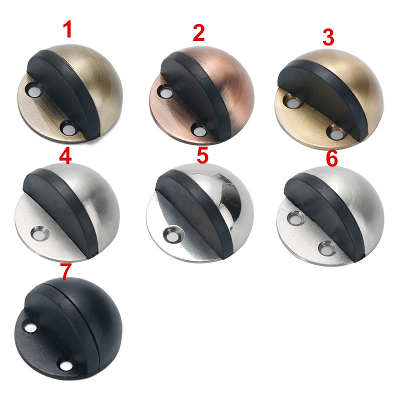 Floor-mounted Door Stops Stainless Steel Glass Door Rubber Semi-circular Anti-collision Punch Free Stop Wood Holder door stopper door stopper bumpers