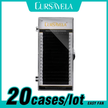 

CURSAVELA 20 Case/lot Flower Bloom Lashes Extension B/C/D Curl 16 Line Natural Extension Lashes Easy Automatic Makeup Lashes