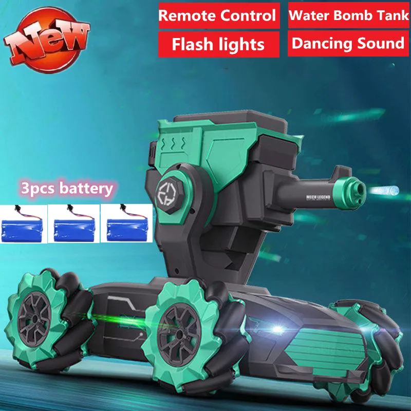 US $108.00 Educational Toy Assembly RC Battle Tank Toy Vehicle Can Launch Water Bomb Armored Remote Control Tank Toy Car With flash lights