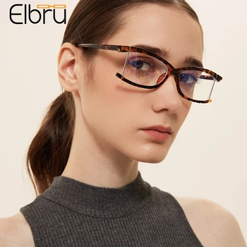 

Elbru Personalized Semi-rimless Glasses Frame Irregular Frame Anti-blue Light Optical Eyeglasses Comfort Plain Spectacles Unisex