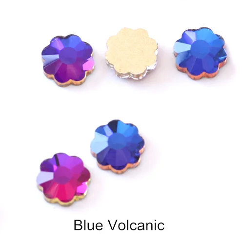 Blue Volcanic 20 шт 6 мм в форме цветка K9 не горячая фиксация стразы с плоской задней стороной для дизайна ногтей Стразы из стекла со стразами для украшения ногтей B1339 - Цвет: Blue Volcanic