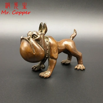 

Vintage Bronze Fighting Dog Sculpture Lucky Desktop Ornament Solid Copper Animal Tea Pet Figurines Home Decorations Child Gifts