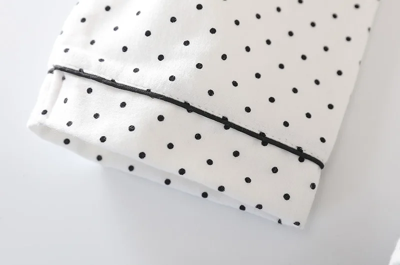 Повседневные Хлопковые женские пижамные комплекты белого цвета в черный горошек с принтом зимние высококачественные короткие милые пижамы для женщин