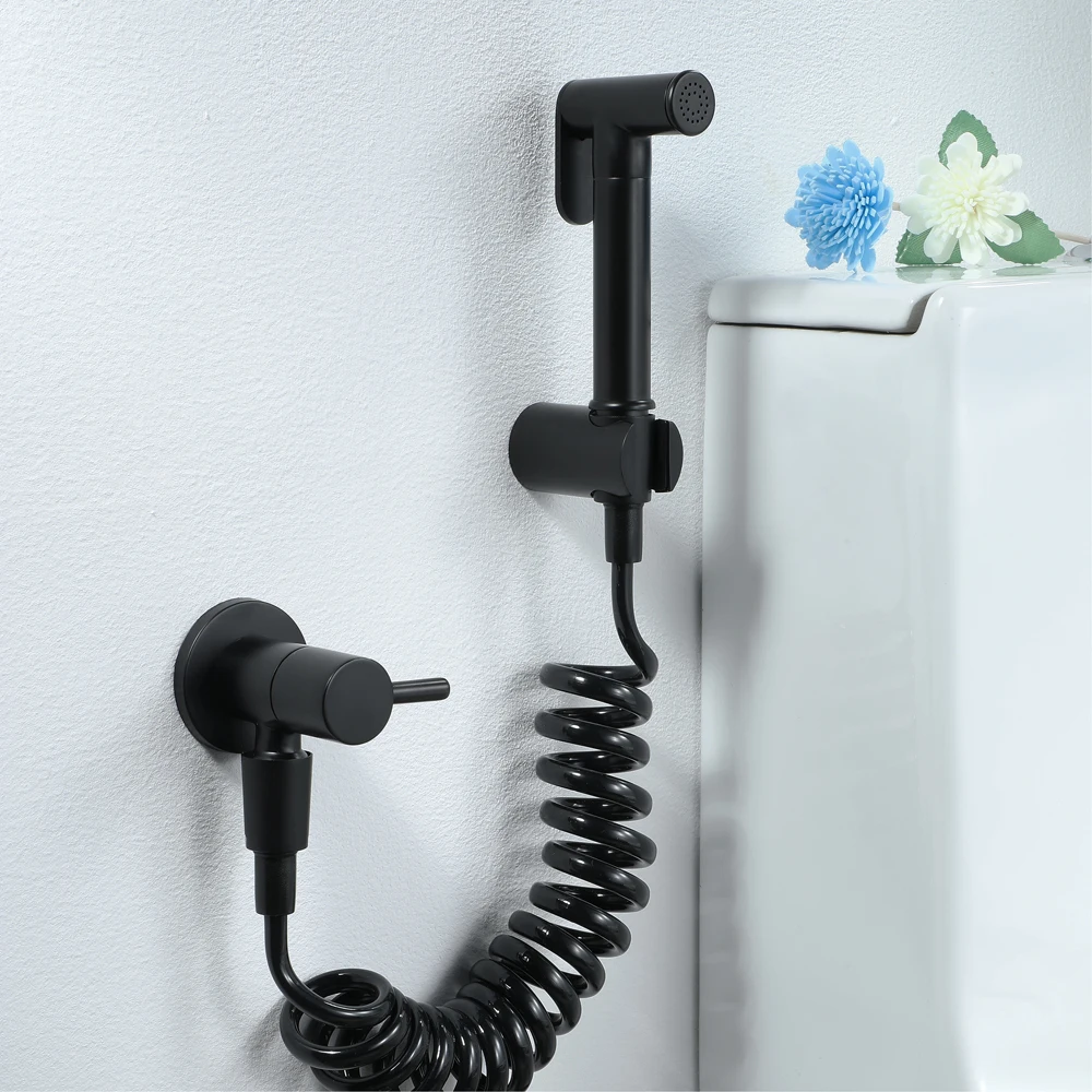 Toilet Bidet Sprayer Brass Matte Black Wall Mounted Single Cold