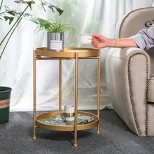 Mesa de chá pequena para sala de estar, utensílio para sala de estar em ferro nórdico