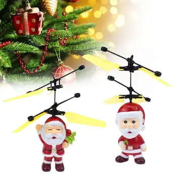

Novelty Santa Claus Toys Induction Aircraft Electric Infrared Sensor Christmas Helicopter Led Light Children Gifts Toy