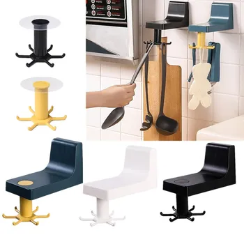 

Kitchen Accesorios Rotated Holder Storage Rotating Hook Self Wall Mounted Adhesive Storage Rack Organizar Bathroom 360 Degrees