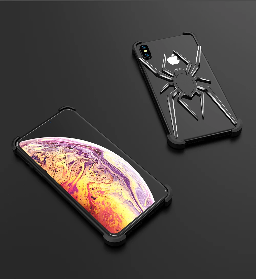 Spider serial Shockproof Armor Phone Back Case For i X XR XS MAX Silicone Hybrid Hard PC Three Proofing Case Cover