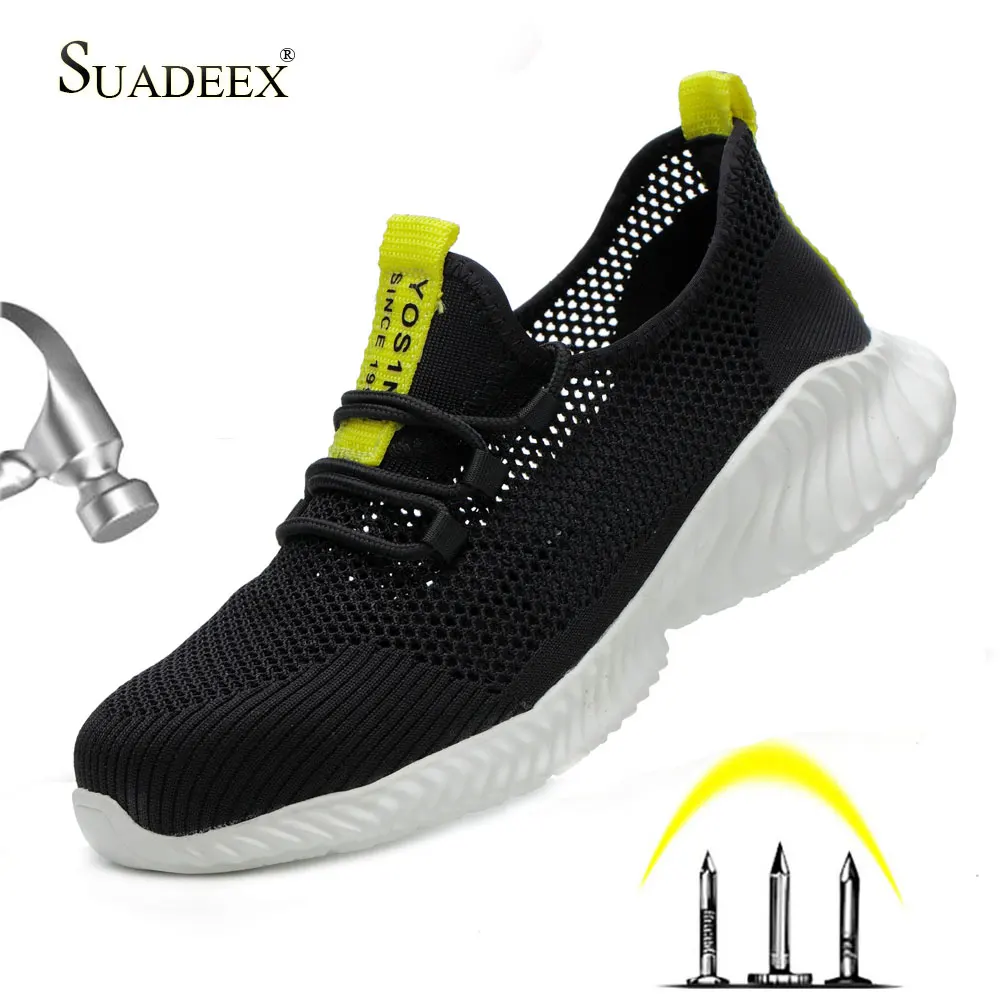 

SUADEEX Steel Toe Shoes for Women Men Anti Slip Safety Shoes Breathable Lightweight Puncture Proof Work Construction Sneakers