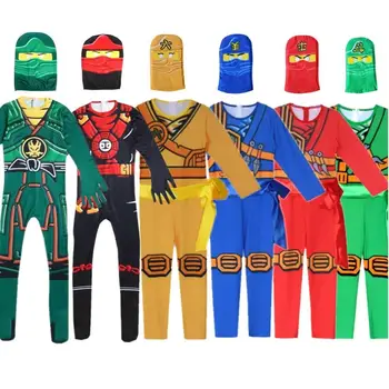 Kids Ninjago Party Costumes Boy Girls Halloween Cosplay Jumpsuits Ninja Superhero Suit Children Carnival Purim Clothes Set 1