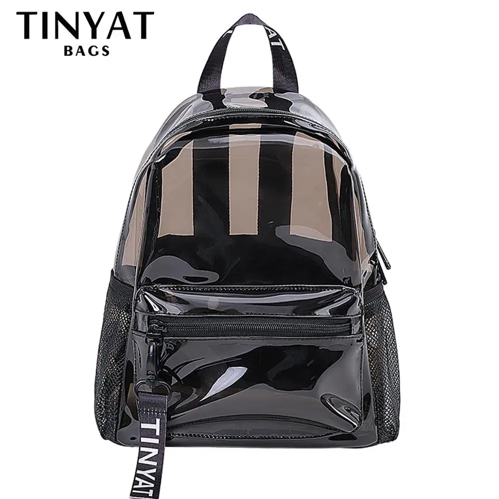 TINYAT прозрачный ПВХ женский рюкзак, прозрачный модный однотонный рюкзак для путешествий, школьный рюкзак, сумка для девочек-подростков, Mochila, детский
