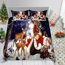 Thumпостельные принадлежности Рождественская ночь Комплект постельного белья двойной размер Санта и олени теплый пододеяльник король Твин Полный одиночный королева постельный комплект