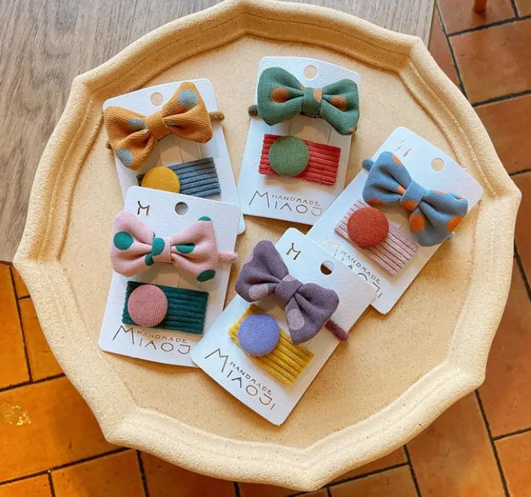 

2/4/6 шт./компл. Детские аксессуары для волос в Корейском стиле для девочек Бабочка Заколки для волос шпильки для ткани резинки для волос резин...