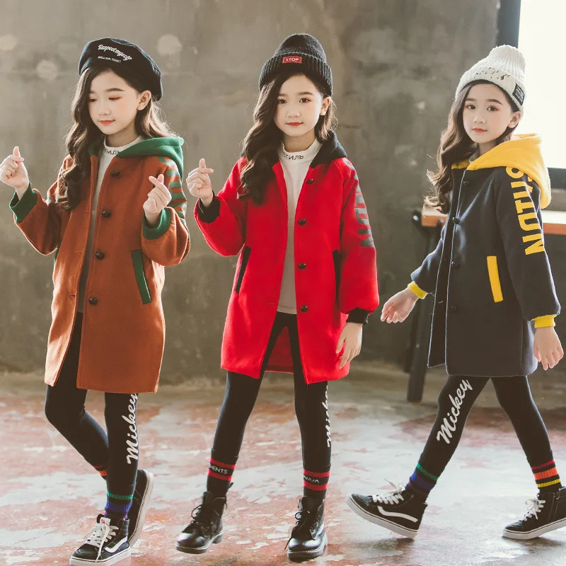 

Brand Kids Girl Coat Autumn and Winter Explosion Models 2019 Thickening Childrens Five-pointed Star Wool Coat Beautiful Clothes