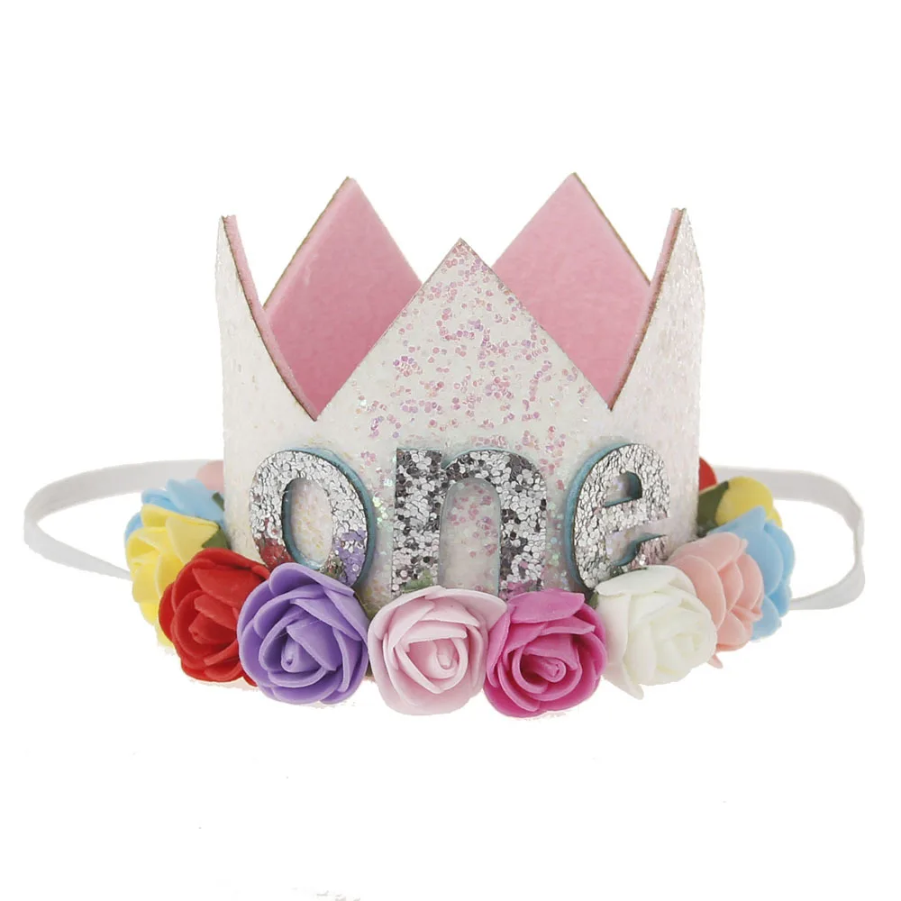 1 шт. для маленьких девочек с днем рождения, на вечеринку, с цветами, одна повязка на голову, для душа, корона принцессы, 1 год, Декор, шапки, Товары для детей - Цвет: Style 4