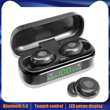 

V8 TWS Bluetooth 5.0 earphones wireless headphones 8D Stereo Sport Headset Fingerprint Touch LED Digital Display HD Call earbuds