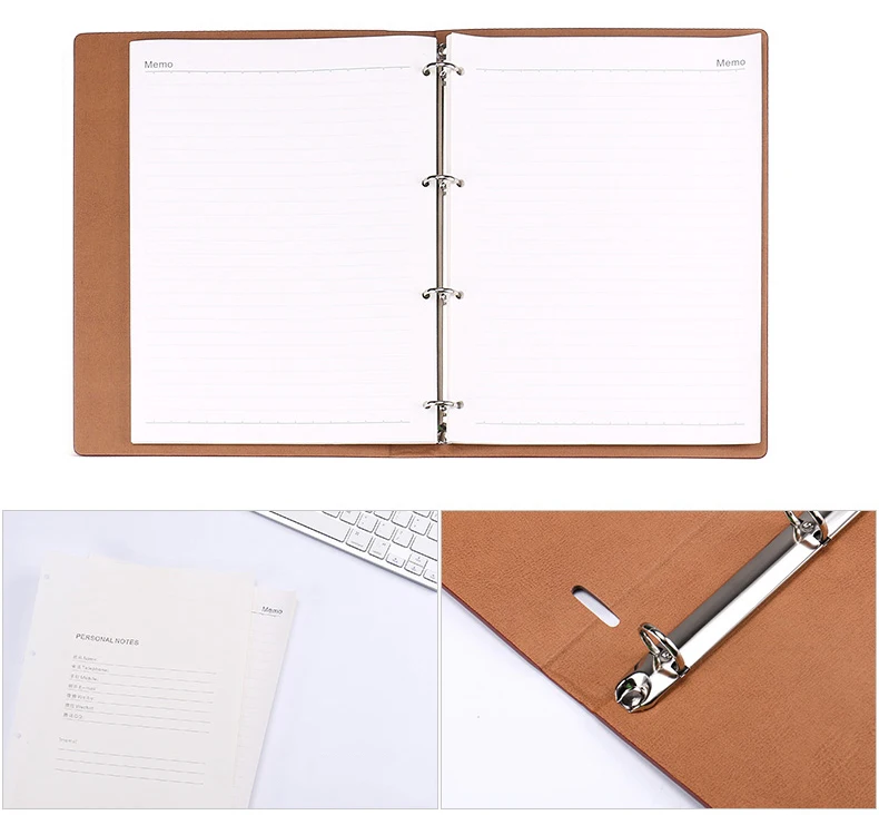 Многоразовый блокнот A6 толстый перезаправляемый переплет с листьями из