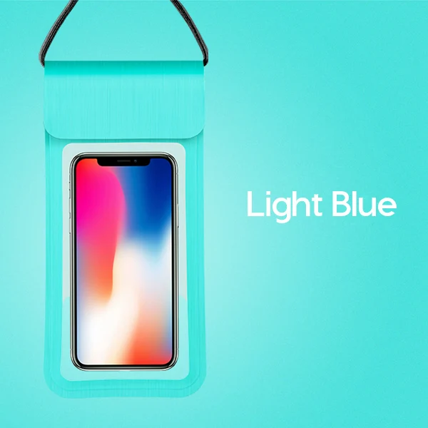 Light Blue 6 дюймов, Универсальный Водонепроницаемый Чехол для телефона, чехол для сенсорного экрана, чехол для сотовых телефонов, Портативная сумка с ремешком для плавания, дайвинга, серфинга - Цвет: Light Blue