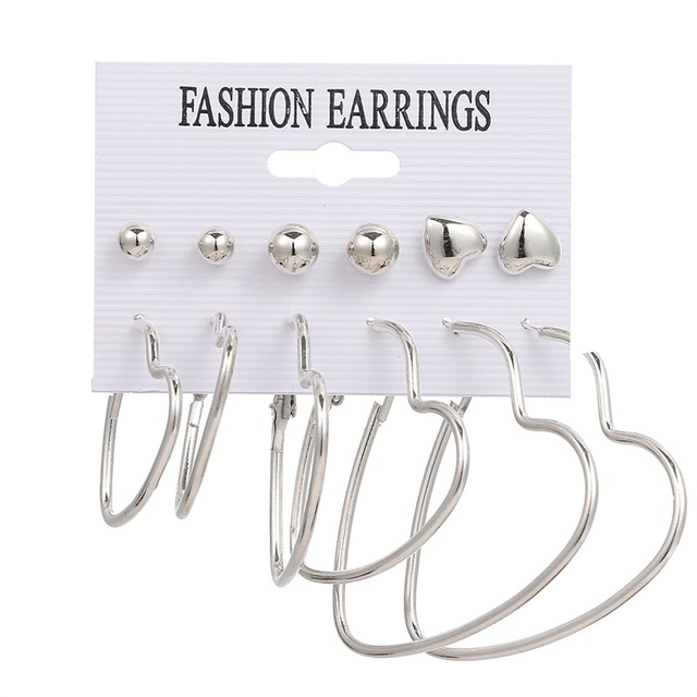 Fashion Women's Earrings Set Pearl Hoop Earrings For Women 2021 Bohemian Geometric Big Circle Gold Star Heart Earring Jewelry