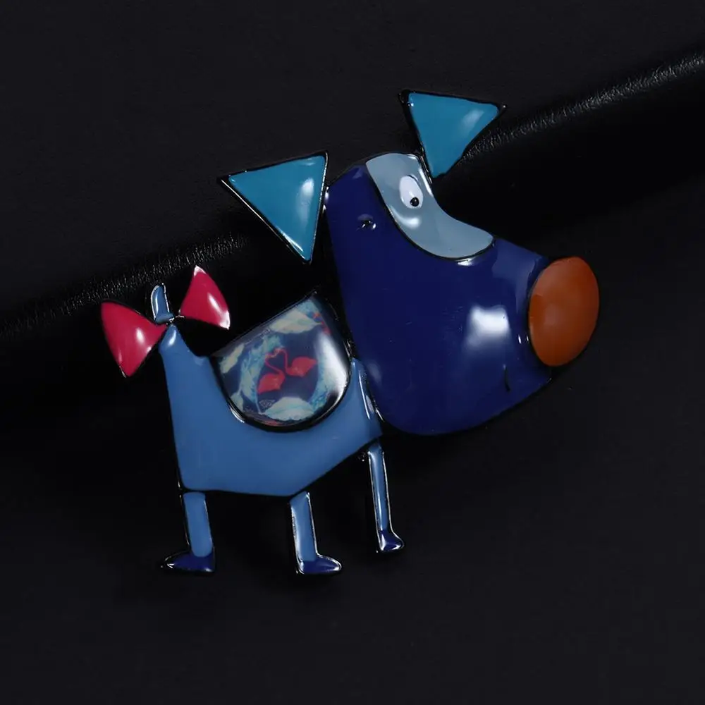Cring Coco Jewelry Cute Yellow Enamel Dog Brooches 4 Color Choose Vintage Alloy Metal Animal Pin High Quality Brooch Wholesale