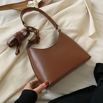 

Acrylic Chain Crossbody Bag Small Armpit Bag PU Leather Shoulder Bag Elegant Women Handbags Female Cross Body Bag