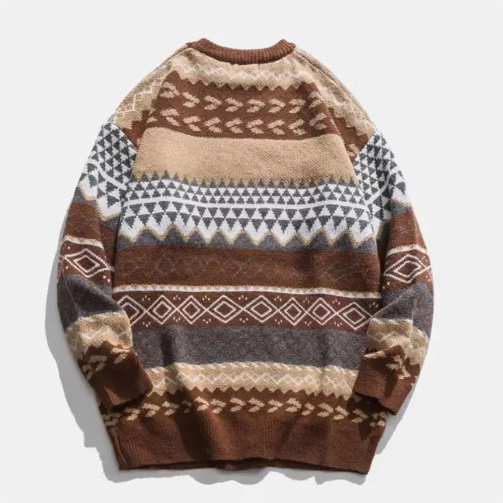 Grandpa sweater vintage oversize jumper striped ugly sweater knitwear  Casual Pullovers
