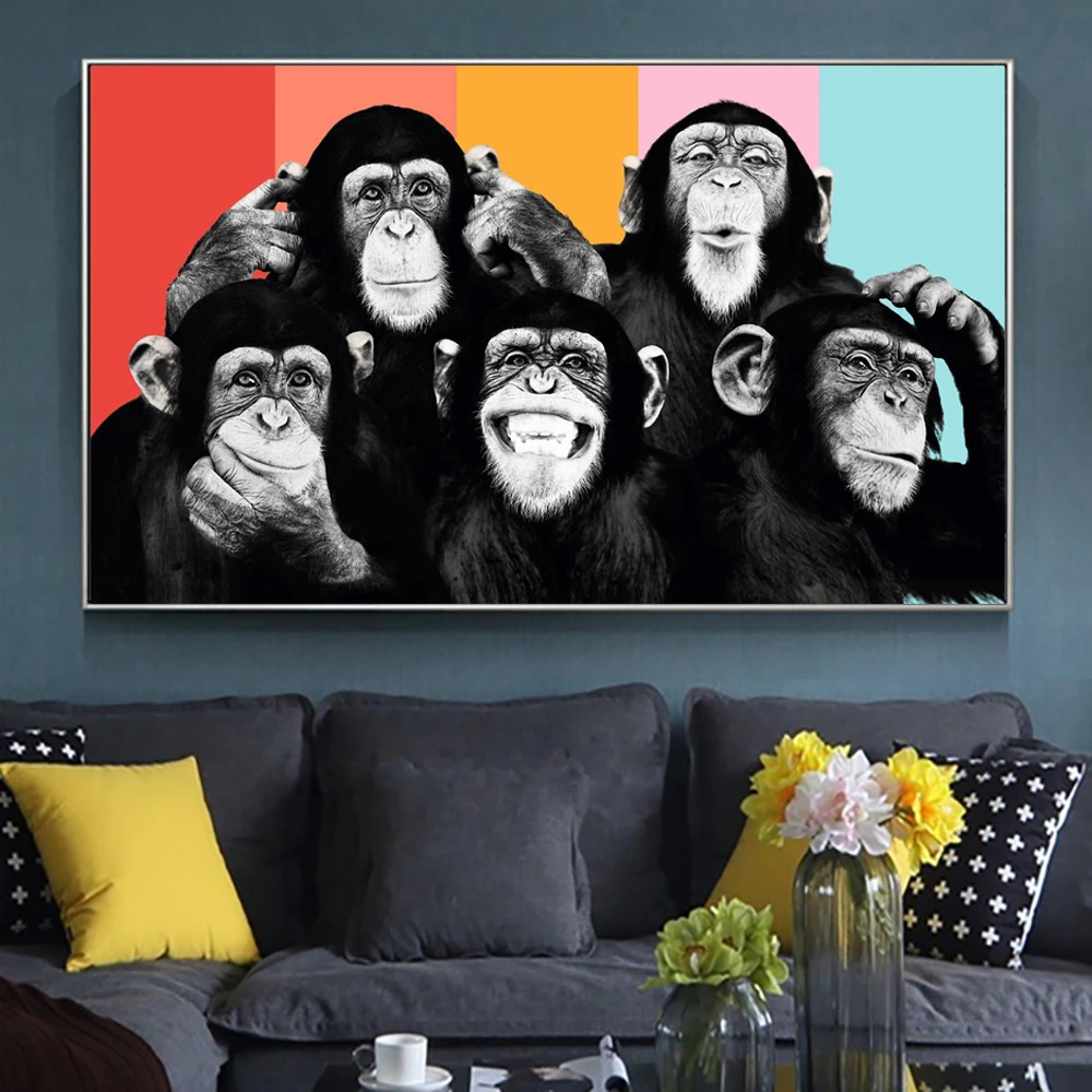 Imps面白い顔のポスターとプリントキャンバスウォールアート壁画画像猿動物絵画ポスター装飾リビングルーム 絵画 書道 Aliexpress