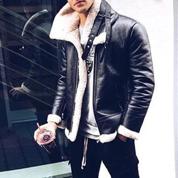 

Trend Men's PU Leather Jacket Winter Thicken Faux Fur Coat Men Casual Punk Motorcycle Coats Warm Jackets 3XL Plus Size Outwear