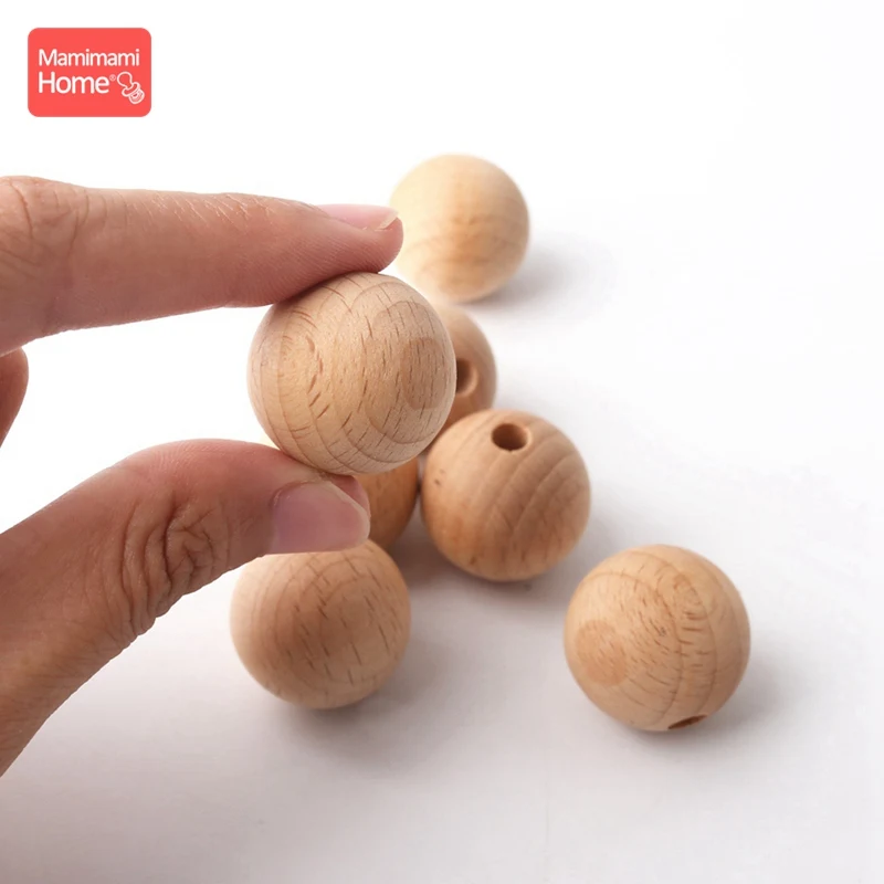 100pc Wooden Beads 8-20mm Beech Baby Teether DIY For Nursing Bracelets Customized Necklace Kid Blank Children'S Goods | Мать и