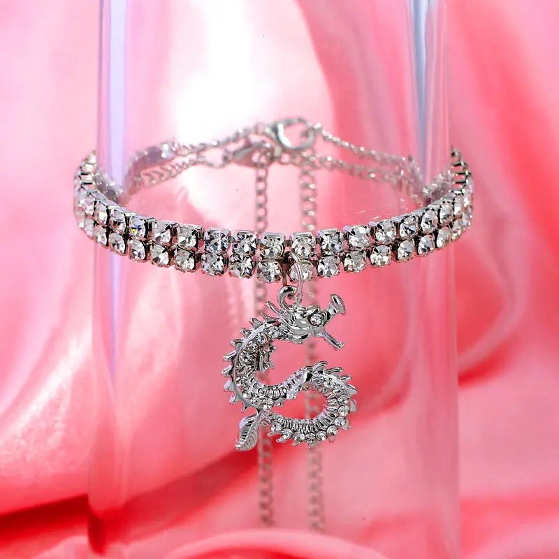 New Bling Dragon Crystal Tennis Chain Anklet for Women Fashion Gold Silver Color Rhinestone Anklet Foot Chain Jewelry Wholesale - Image 5